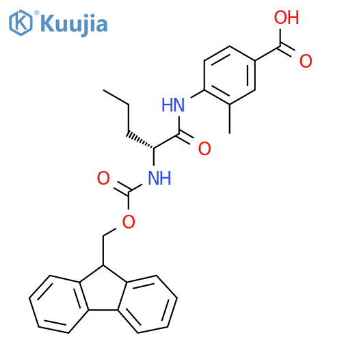4-(2R)-2-({(9H-fluoren-9-yl)methoxycarbonyl}amino)pentanamido-3-methylbenzoic acid structure