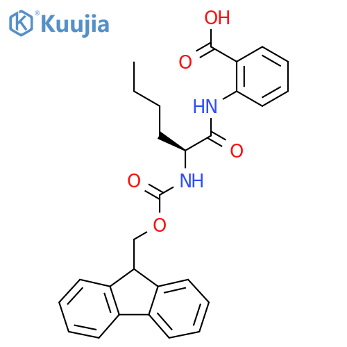 2-(2S)-2-({(9H-fluoren-9-yl)methoxycarbonyl}amino)hexanamidobenzoic acid structure