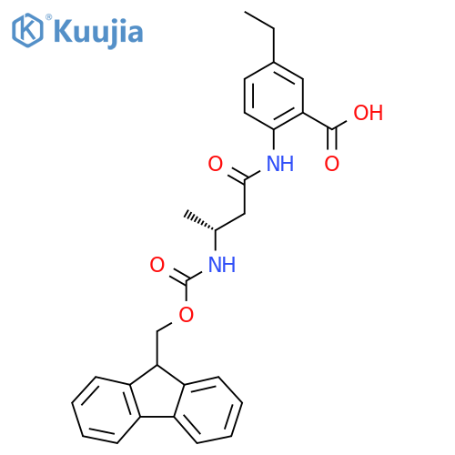 5-ethyl-2-(3R)-3-({(9H-fluoren-9-yl)methoxycarbonyl}amino)butanamidobenzoic acid structure