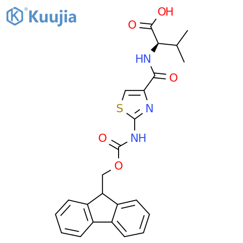 (2R)-2-{2-({(9H-fluoren-9-yl)methoxycarbonyl}amino)-1,3-thiazol-4-ylformamido}-3-methylbutanoic acid structure