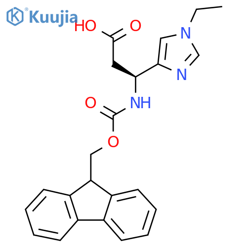 (3S)-3-(1-ethyl-1H-imidazol-4-yl)-3-({(9H-fluoren-9-yl)methoxycarbonyl}amino)propanoic acid structure