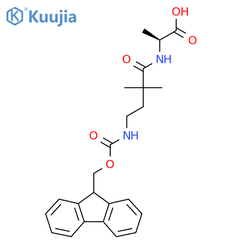 (2S)-2-4-({(9H-fluoren-9-yl)methoxycarbonyl}amino)-2,2-dimethylbutanamidopropanoic acid structure