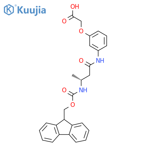 2-{3-(3R)-3-({(9H-fluoren-9-yl)methoxycarbonyl}amino)butanamidophenoxy}acetic acid structure