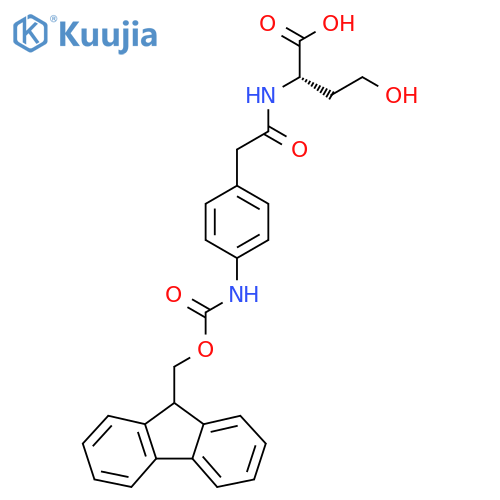 (2S)-2-{2-4-({(9H-fluoren-9-yl)methoxycarbonyl}amino)phenylacetamido}-4-hydroxybutanoic acid structure