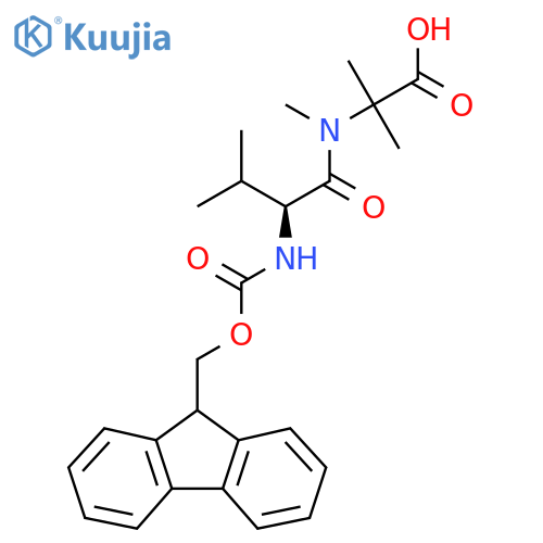 2-(2S)-2-({(9H-fluoren-9-yl)methoxycarbonyl}amino)-N,3-dimethylbutanamido-2-methylpropanoic acid structure