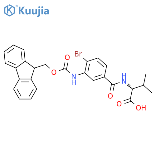 (2R)-2-{4-bromo-3-({(9H-fluoren-9-yl)methoxycarbonyl}amino)phenylformamido}-3-methylbutanoic acid structure