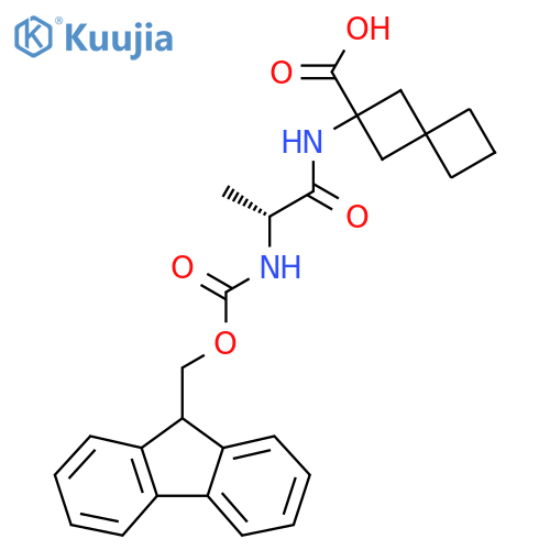 2-(2R)-2-({(9H-fluoren-9-yl)methoxycarbonyl}amino)propanamidospiro3.3heptane-2-carboxylic acid structure