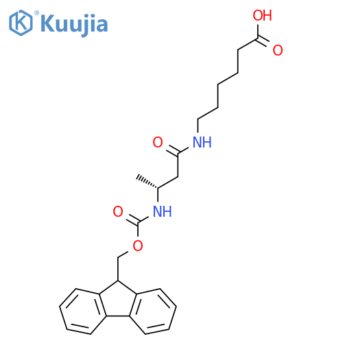 6-(3R)-3-({(9H-fluoren-9-yl)methoxycarbonyl}amino)butanamidohexanoic acid structure