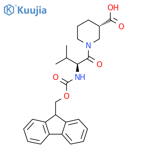 (3S)-1-(2S)-2-({(9H-fluoren-9-yl)methoxycarbonyl}amino)-3-methylbutanoylpiperidine-3-carboxylic acid structure