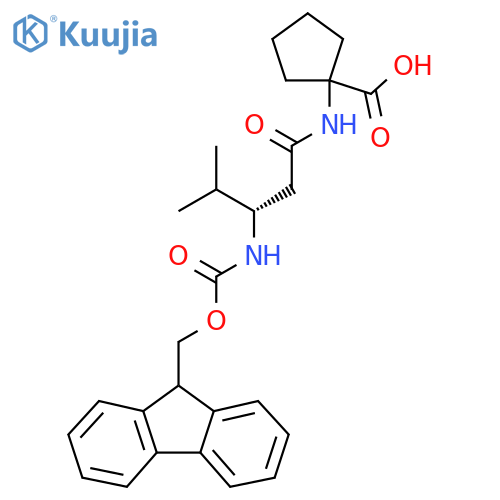 1-(3S)-3-({(9H-fluoren-9-yl)methoxycarbonyl}amino)-4-methylpentanamidocyclopentane-1-carboxylic acid structure