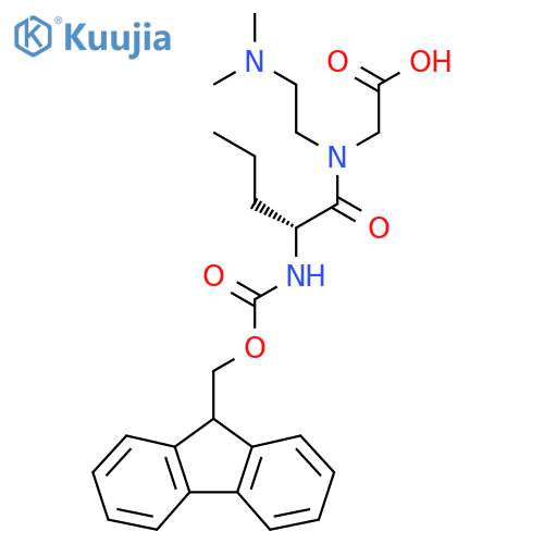 2-(2R)-N-2-(dimethylamino)ethyl-2-({(9H-fluoren-9-yl)methoxycarbonyl}amino)pentanamidoacetic acid structure