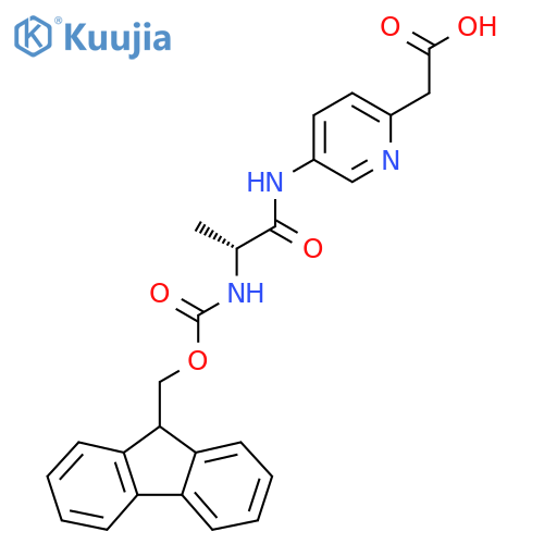 2-{5-(2R)-2-({(9H-fluoren-9-yl)methoxycarbonyl}amino)propanamidopyridin-2-yl}acetic acid structure