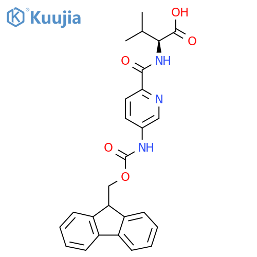 (2S)-2-{5-({(9H-fluoren-9-yl)methoxycarbonyl}amino)pyridin-2-ylformamido}-3-methylbutanoic acid structure