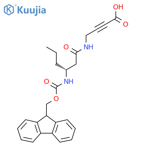 4-(3R)-3-({(9H-fluoren-9-yl)methoxycarbonyl}amino)hexanamidobut-2-ynoic acid structure