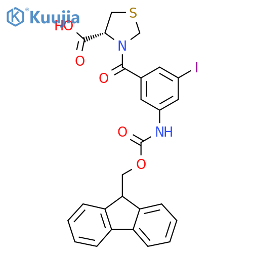 (4R)-3-3-({(9H-fluoren-9-yl)methoxycarbonyl}amino)-5-iodobenzoyl-1,3-thiazolidine-4-carboxylic acid structure