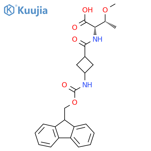 (2S,3R)-2-{3-({(9H-fluoren-9-yl)methoxycarbonyl}amino)cyclobutylformamido}-3-methoxybutanoic acid structure