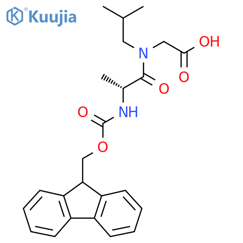 2-(2R)-2-({(9H-fluoren-9-yl)methoxycarbonyl}amino)-N-(2-methylpropyl)propanamidoacetic acid structure