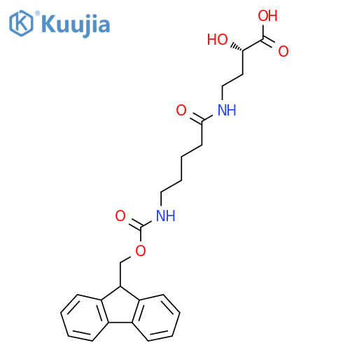 (2S)-4-5-({(9H-fluoren-9-yl)methoxycarbonyl}amino)pentanamido-2-hydroxybutanoic acid structure