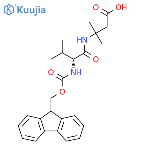 3-(2R)-2-({(9H-fluoren-9-yl)methoxycarbonyl}amino)-3-methylbutanamido-3-methylbutanoic acid structure