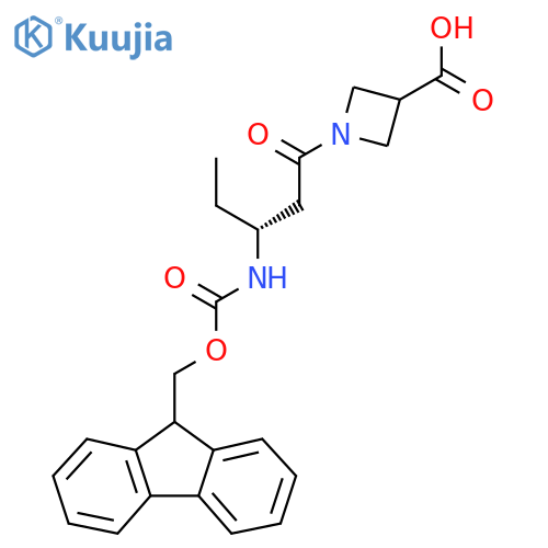 1-(3R)-3-({(9H-fluoren-9-yl)methoxycarbonyl}amino)pentanoylazetidine-3-carboxylic acid structure
