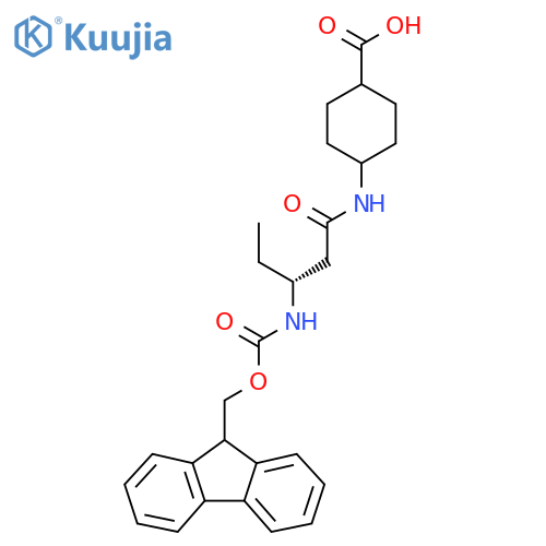 4-(3R)-3-({(9H-fluoren-9-yl)methoxycarbonyl}amino)pentanamidocyclohexane-1-carboxylic acid structure