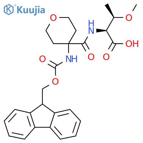 (2S,3R)-2-{4-({(9H-fluoren-9-yl)methoxycarbonyl}amino)oxan-4-ylformamido}-3-methoxybutanoic acid structure