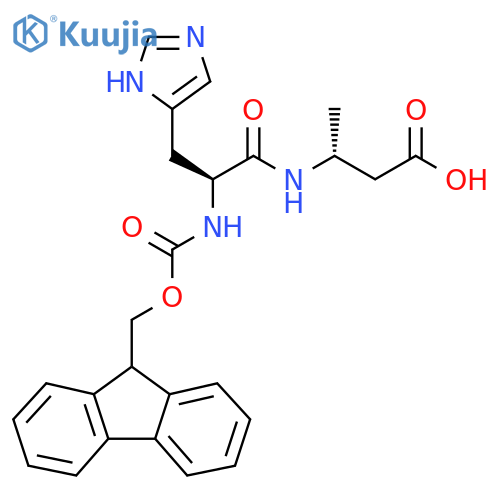 (3R)-3-(2S)-2-({(9H-fluoren-9-yl)methoxycarbonyl}amino)-3-(1H-imidazol-4-yl)propanamidobutanoic acid structure