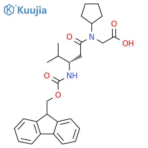 2-(3S)-N-cyclopentyl-3-({(9H-fluoren-9-yl)methoxycarbonyl}amino)-4-methylpentanamidoacetic acid structure