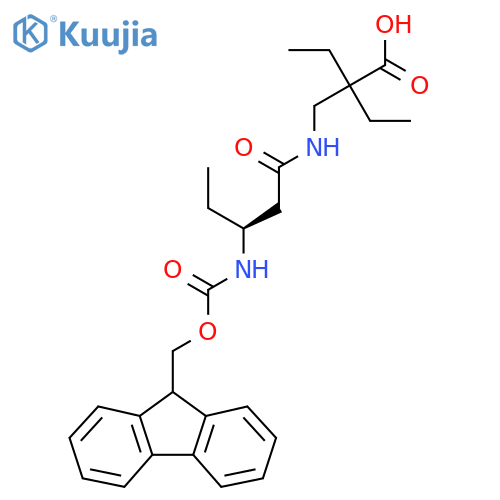2-ethyl-2-{(3S)-3-({(9H-fluoren-9-yl)methoxycarbonyl}amino)pentanamidomethyl}butanoic acid structure