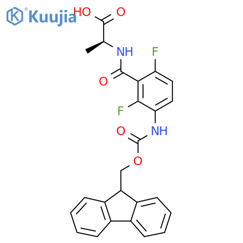 (2S)-2-{3-({(9H-fluoren-9-yl)methoxycarbonyl}amino)-2,6-difluorophenylformamido}propanoic acid structure