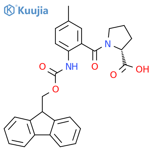 (2R)-1-2-({(9H-fluoren-9-yl)methoxycarbonyl}amino)-5-methylbenzoylpyrrolidine-2-carboxylic acid structure