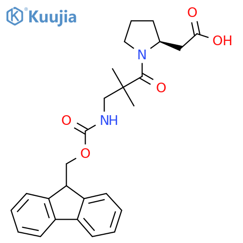 2-(2S)-1-3-({(9H-fluoren-9-yl)methoxycarbonyl}amino)-2,2-dimethylpropanoylpyrrolidin-2-ylacetic acid structure