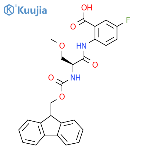 2-(2S)-2-({(9H-fluoren-9-yl)methoxycarbonyl}amino)-3-methoxypropanamido-5-fluorobenzoic acid structure