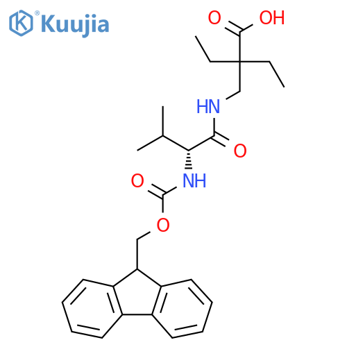 2-ethyl-2-{(2R)-2-({(9H-fluoren-9-yl)methoxycarbonyl}amino)-3-methylbutanamidomethyl}butanoic acid structure