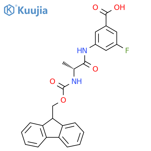 3-(2R)-2-({(9H-fluoren-9-yl)methoxycarbonyl}amino)propanamido-5-fluorobenzoic acid structure