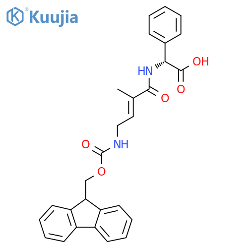 (2R)-2-4-({(9H-fluoren-9-yl)methoxycarbonyl}amino)-2-methylbut-2-enamido-2-phenylacetic acid structure
