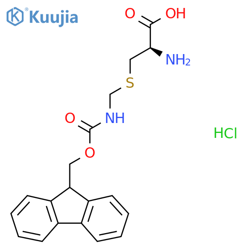 (2R)-2-amino-3-{({(9H-fluoren-9-yl)methoxycarbonyl}amino)methylsulfanyl}propanoic acid hydrochloride structure