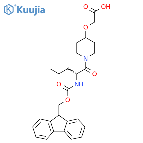 2-({1-(2R)-2-({(9H-fluoren-9-yl)methoxycarbonyl}amino)pentanoylpiperidin-4-yl}oxy)acetic acid structure