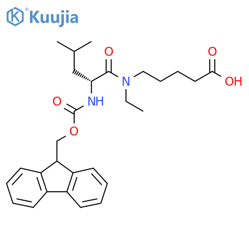 5-(2R)-N-ethyl-2-({(9H-fluoren-9-yl)methoxycarbonyl}amino)-4-methylpentanamidopentanoic acid structure