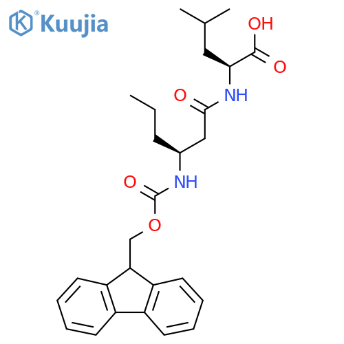 (2S)-2-(3S)-3-({(9H-fluoren-9-yl)methoxycarbonyl}amino)hexanamido-4-methylpentanoic acid structure