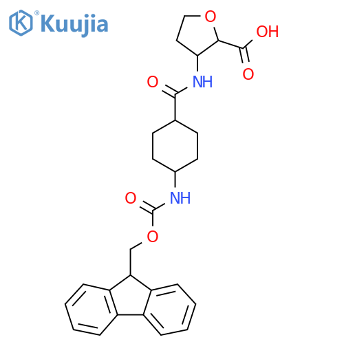 3-(1r,4r)-4-({(9H-fluoren-9-yl)methoxycarbonyl}amino)cyclohexaneamidooxolane-2-carboxylic acid structure