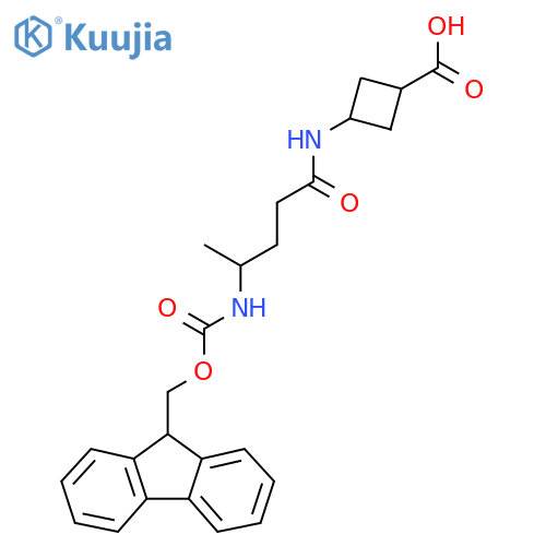 (1s,3s)-3-4-({(9H-fluoren-9-yl)methoxycarbonyl}amino)pentanamidocyclobutane-1-carboxylic acid structure