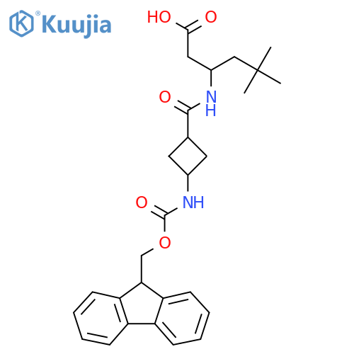 5,5-dimethyl-3-{(1s,3s)-3-({(9H-fluoren-9-yl)methoxycarbonyl}amino)cyclobutylformamido}hexanoic acid structure