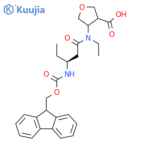 4-(3S)-N-ethyl-3-({(9H-fluoren-9-yl)methoxycarbonyl}amino)pentanamidooxolane-3-carboxylic acid structure