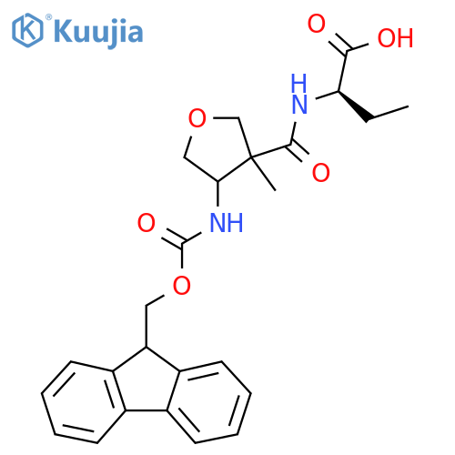 (2R)-2-{4-({(9H-fluoren-9-yl)methoxycarbonyl}amino)-3-methyloxolan-3-ylformamido}butanoic acid structure