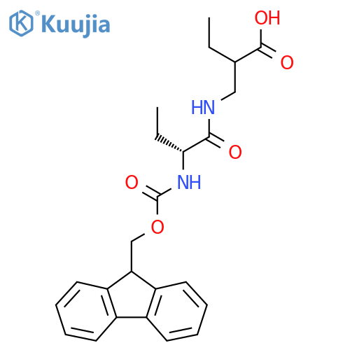 2-{(2R)-2-({(9H-fluoren-9-yl)methoxycarbonyl}amino)butanamidomethyl}butanoic acid structure