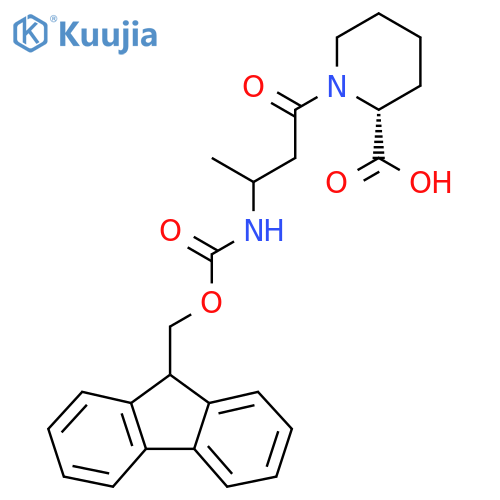 (2R)-1-3-({(9H-fluoren-9-yl)methoxycarbonyl}amino)butanoylpiperidine-2-carboxylic acid structure