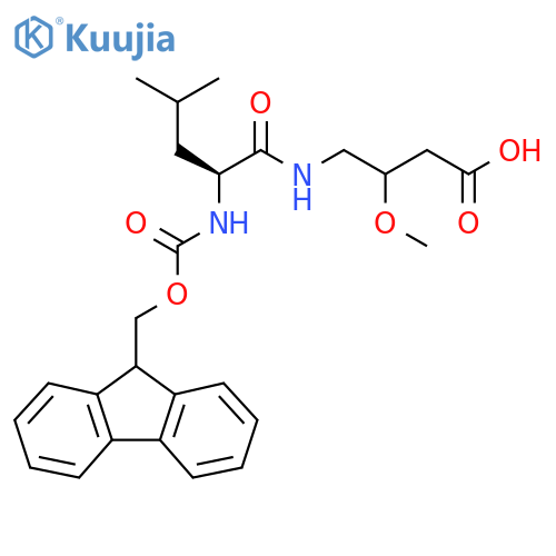 4-(2S)-2-({(9H-fluoren-9-yl)methoxycarbonyl}amino)-4-methylpentanamido-3-methoxybutanoic acid structure