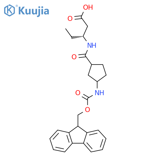 (3R)-3-{3-({(9H-fluoren-9-yl)methoxycarbonyl}amino)cyclopentylformamido}pentanoic acid structure