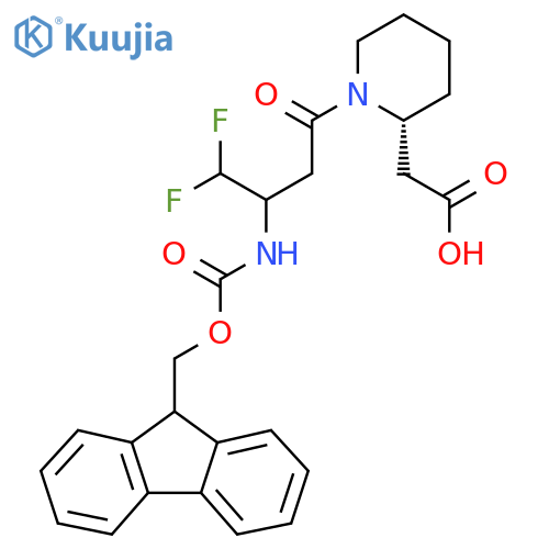 2-(2R)-1-3-({(9H-fluoren-9-yl)methoxycarbonyl}amino)-4,4-difluorobutanoylpiperidin-2-ylacetic acid structure